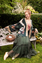 Load image into Gallery viewer, Under My Wing Pixie Crop Kimono w/ Swan &amp; feathers