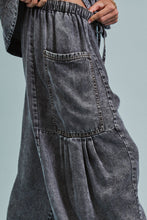 Load image into Gallery viewer, Washed Denim Utility Wide Leg Pants With Cargo Pockets