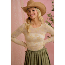 Load image into Gallery viewer, FLORAL EMBROIDERED STRETCH LACE LONG SLEEVE TOP
