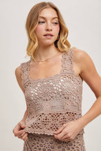 Load image into Gallery viewer, SHEER CROCHET SLEEVELESS SQAURE NECK TOP