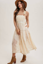 Load image into Gallery viewer, LACE EMBROIDERED TULLE BIB MAXI DRESS WITH LINING