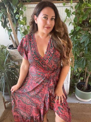 Silk Ruffle Wrap Dress