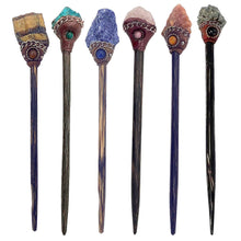 Load image into Gallery viewer, Natural Raw Stone Wooden Hair Stick Rough Crystal Accessory
