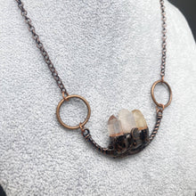Load image into Gallery viewer, Vintage 3 White Crystal Bronze Pendant Necklace