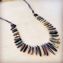 Load image into Gallery viewer, Picasso Jasper Slab Necklace w/ Genuine Leather Ties 261g
