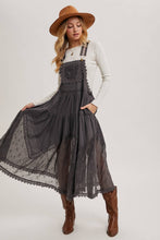 Load image into Gallery viewer, LACE EMBROIDERED TULLE BIB MAXI DRESS WITH LINING