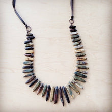 Load image into Gallery viewer, Picasso Jasper Slab Necklace w/ Genuine Leather Ties 261g