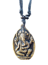 Load image into Gallery viewer, Ganesh Brass Necklace With Adjustable String