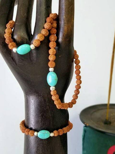 Rudrakshya w/Turquoise Bracelet