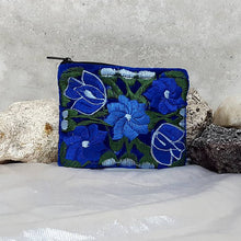 Load image into Gallery viewer, Embroidered Floral Velvet Coin Purse Pouch