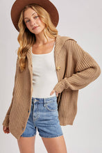 Load image into Gallery viewer, BUTTON DOWN COLLAR NECK RIBBED KNIT SWEATER CARDIGAN