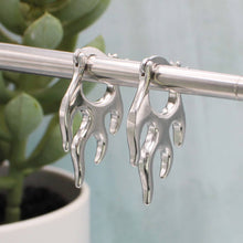 Load image into Gallery viewer, Hot Rod Silver Flames Hoop Earrings
