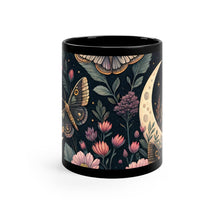 Load image into Gallery viewer, Botanical Butterfly Moon Coffee Mug, 11oz Black Mug ceramic