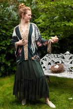 Load image into Gallery viewer, Under My Wing Pixie Crop Kimono w/ Swan &amp; feathers