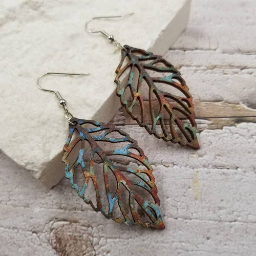 Bohemian Wood Leaf Earrings