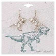 Load image into Gallery viewer, Prehistoric Times Silver Tyrannosaurus Rex Earrings