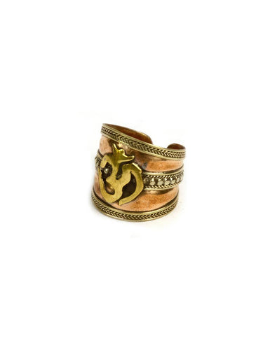 Om Wide Triple Metal Ring