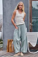 Load image into Gallery viewer, Striped Cotton Drawstring Harem Pants