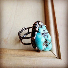 Load image into Gallery viewer, Blue Turquoise Ring set in Antique Copper