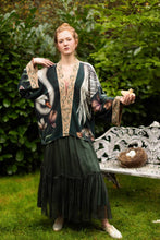 Load image into Gallery viewer, Under My Wing Pixie Crop Kimono w/ Swan &amp; feathers