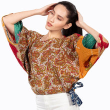 Load image into Gallery viewer, Reversible Kantha Kimono Crop Top