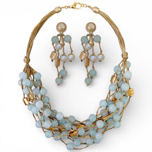 Load image into Gallery viewer, Chunky Blue Beaded Necklace &amp; Earrings Matching Set | Boho