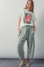 Load image into Gallery viewer, Striped Cotton Drawstring Harem Pants