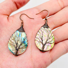 Load image into Gallery viewer, Tree of Life Wrapped Shell Drop-Shaped Charm Earrings