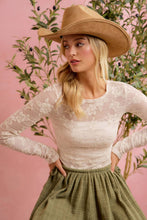 Load image into Gallery viewer, FLORAL EMBROIDERED STRETCH LACE LONG SLEEVE TOP