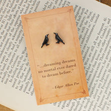 Load image into Gallery viewer, Literary Quotes Raven Post Earrings