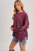 Load image into Gallery viewer, RUFFLED PEPLUM HEM OVERSIZED KNIT TOP