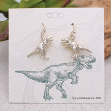 Load image into Gallery viewer, Prehistoric Times Silver Tyrannosaurus Rex Earrings