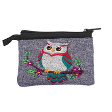 Load image into Gallery viewer, Embroidered Owl Bird Animal Art Ecuadorian Coin Purse Pouch