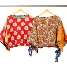 Load image into Gallery viewer, Reversible Kantha Kimono Crop Top