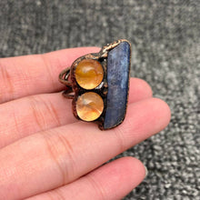 Load image into Gallery viewer, Irregular Kyanite &amp; Yellow Hematoid Quartz Ring
