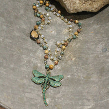 Load image into Gallery viewer, Bohemian Layered Mixed Stone Dragonfly Necklace