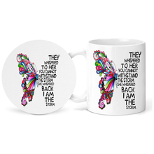 Load image into Gallery viewer, I Am the Storm Women's Inspirational White 11oz Ceramic Coffee Tea Mug Gift Set