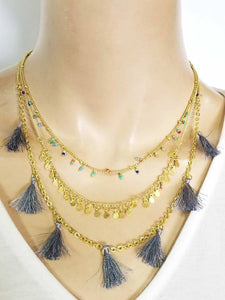 Three Layer Tasseled Necklace