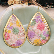 Load image into Gallery viewer, Pastel Pink Floral Embordered Earrings