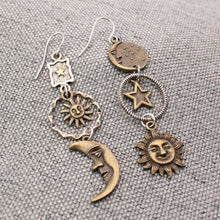 Load image into Gallery viewer, Celestial Dream Linear Sun Moon Earrings