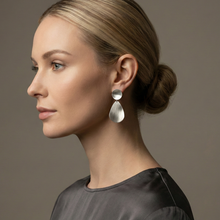 Load image into Gallery viewer, Silver Sculpted Statement Earrings | Handmade Jewelry