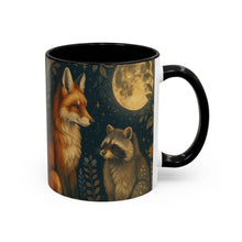 Load image into Gallery viewer, Woodland Fox &amp; Raccoon Moon Mug, Black Ceramic Coffee Cup