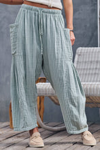 Load image into Gallery viewer, Striped Cotton Drawstring Harem Pants