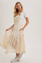 Load image into Gallery viewer, LACE EMBROIDERED TULLE BIB MAXI DRESS WITH LINING