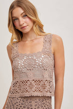 Load image into Gallery viewer, SHEER CROCHET SLEEVELESS SQAURE NECK TOP