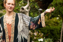 Load image into Gallery viewer, Under My Wing Pixie Crop Kimono w/ Swan &amp; feathers