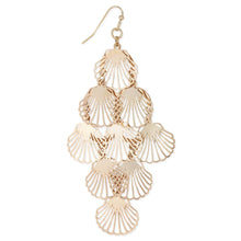 Load image into Gallery viewer, Outline Gold Shell Cascade Earrings