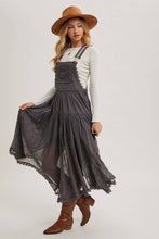 Load image into Gallery viewer, LACE EMBROIDERED TULLE BIB MAXI DRESS WITH LINING