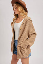 Load image into Gallery viewer, BUTTON DOWN COLLAR NECK RIBBED KNIT SWEATER CARDIGAN