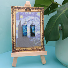 Load image into Gallery viewer, Starry Night Print Silver Bar Fine Art Earrings